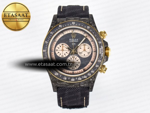 Rolex Daytona DIW Karbon Kasa DIWF Karbon/Krem Kadran A7750 Eta Saat - 1:1 Süper Klon Replika Saat
