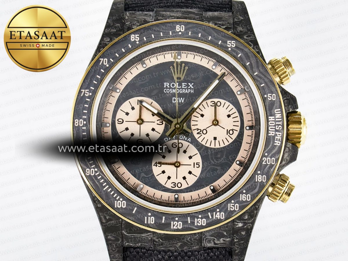 Rolex Daytona DIW Carbon Case DIWF Edition Carbon/Cream Dial on Black Nylon Strap A7750 - Görsel 4