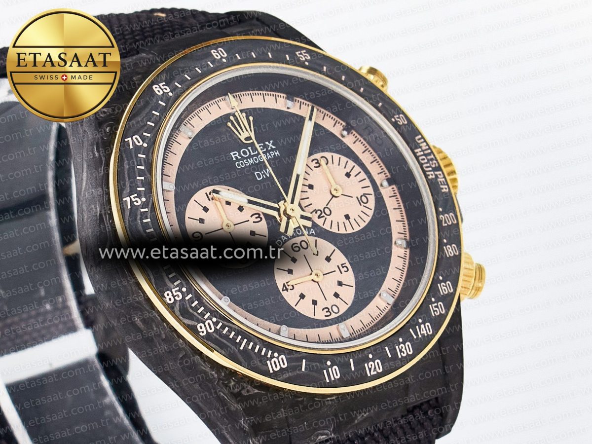 Rolex Daytona DIW Carbon Case DIWF Edition Carbon/Cream Dial on Black Nylon Strap A7750 - Görsel 5