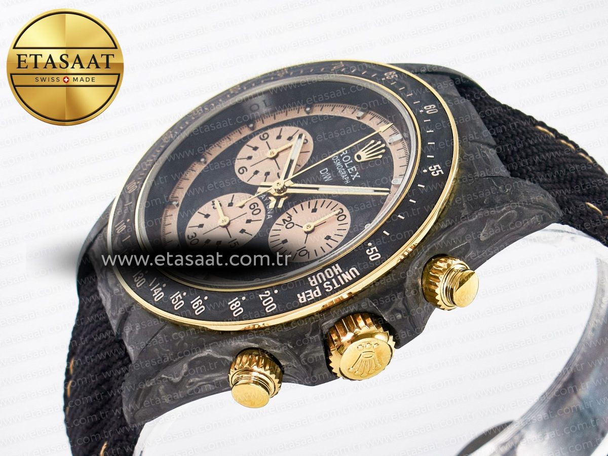 Rolex Daytona DIW Carbon Case DIWF Edition Carbon/Cream Dial on Black Nylon Strap A7750 - Görsel 6