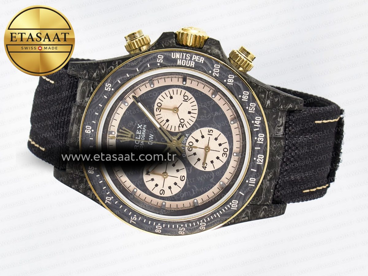 Rolex Daytona DIW Carbon Case DIWF Edition Carbon/Cream Dial on Black Nylon Strap A7750 - Görsel 9