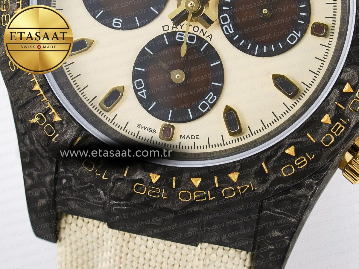 Rolex Daytona DIW Carbon Case DIWF Edition Cream/Brown Dial on White Nylon Strap A7750 - Görsel 13