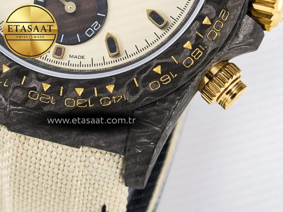 Rolex Daytona DIW Carbon Case DIWF Edition Cream/Brown Dial on White Nylon Strap A7750 - Görsel 14