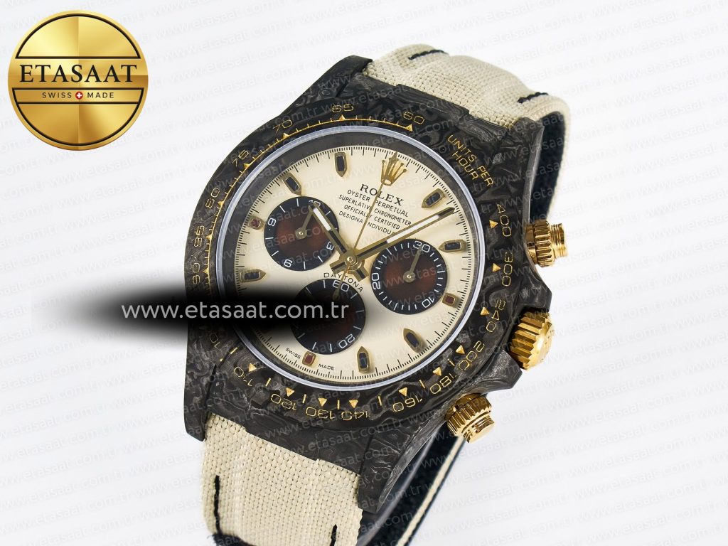 daytona diw carbon case diwf edition cream brown dial on white nylon strap a77502