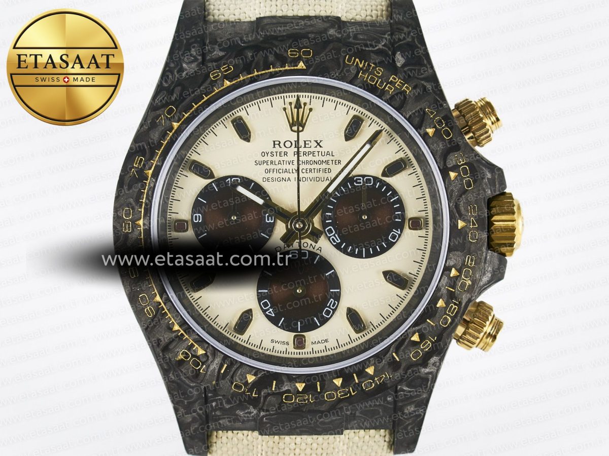 Rolex Daytona DIW Carbon Case DIWF Edition Cream/Brown Dial on White Nylon Strap A7750 - Görsel 4