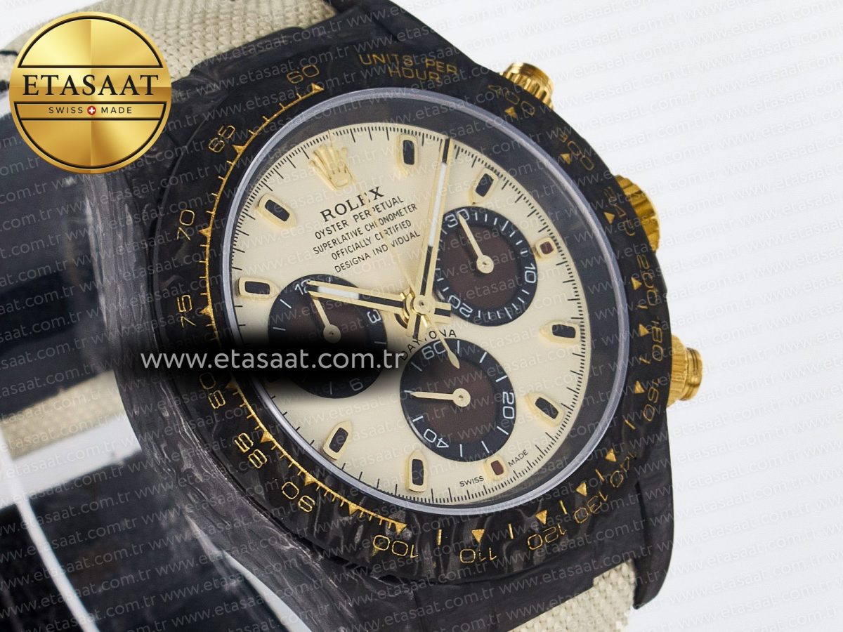 Rolex Daytona DIW Carbon Case DIWF Edition Cream/Brown Dial on White Nylon Strap A7750 - Görsel 5