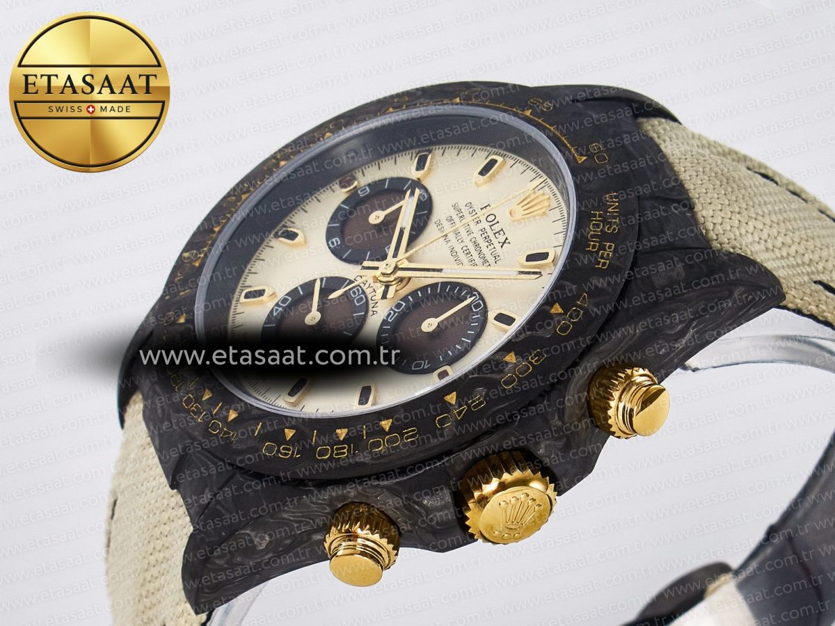 Rolex Daytona DIW Carbon Case DIWF Edition Cream/Brown Dial on White Nylon Strap A7750 - Görsel 6