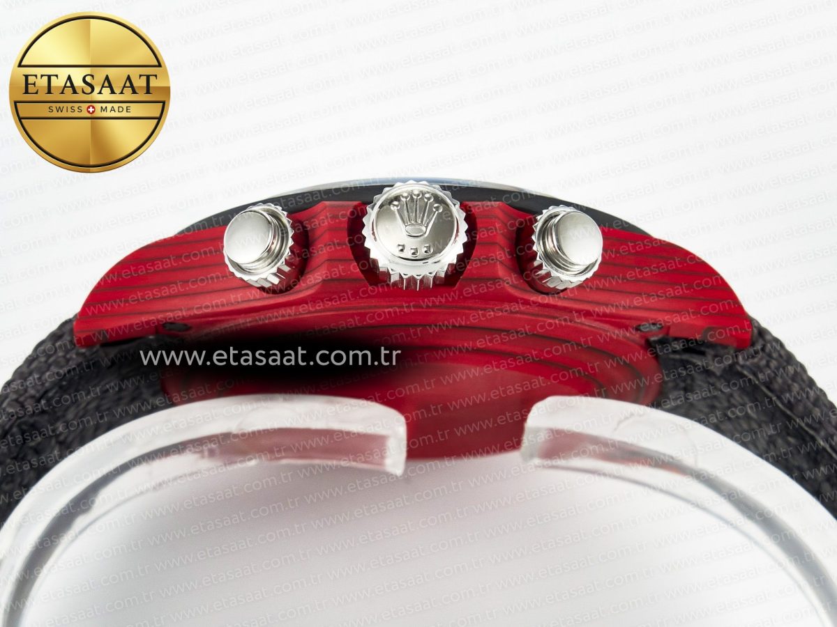 Rolex Daytona DIW Carbon DIWF 1:1 Best Edition Red Dial on Gray Nylon Strap SH7750 - Görsel 16