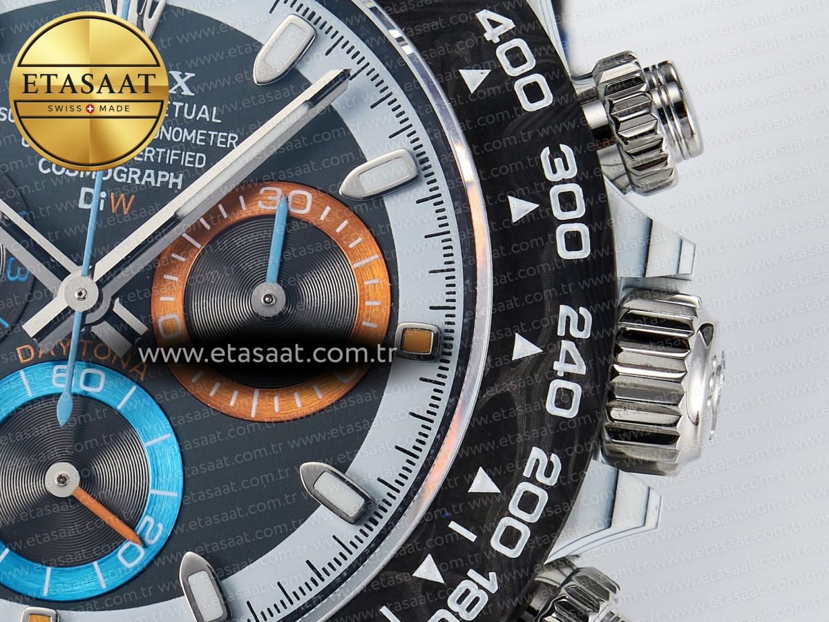 Rolex Daytona DIW Carbon N6F 1:1 Best Edition Gray Dial on Black Nylon Strap SA4130 - Görsel 12