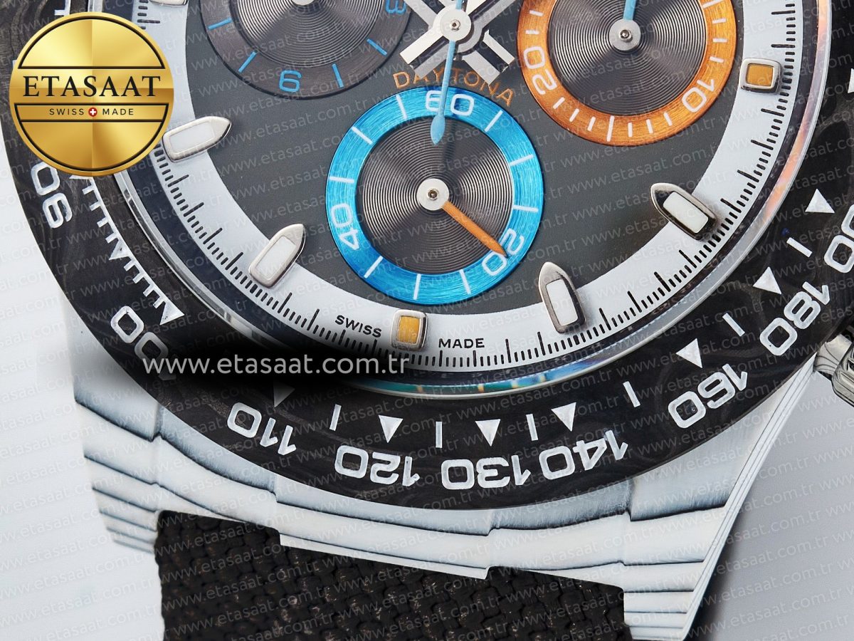 Rolex Daytona DIW Carbon N6F 1:1 Best Edition Gray Dial on Black Nylon Strap SA4130 - Görsel 13