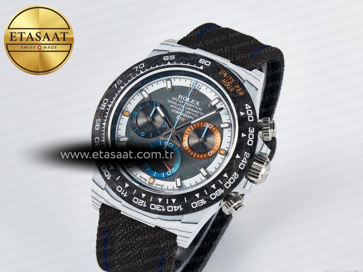 Rolex Daytona DIW Carbon N6F 1:1 Best Edition Gray Dial on Black Nylon Strap SA4130 - Görsel 2