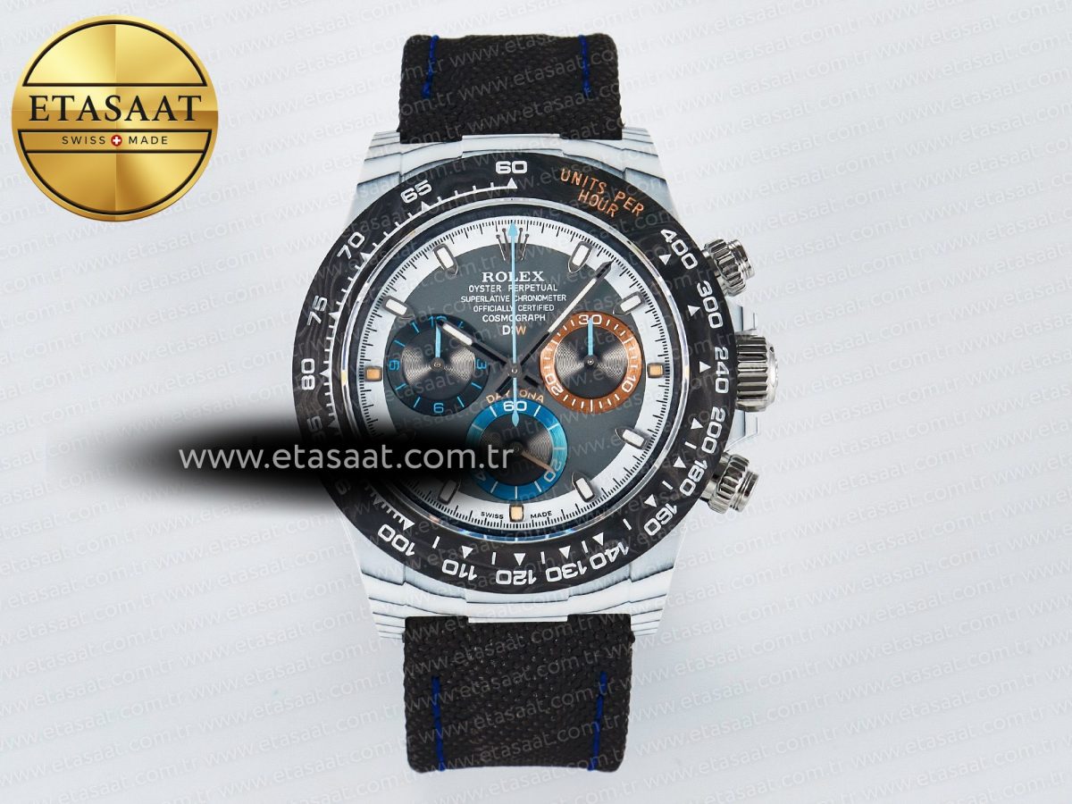 Rolex Daytona DIW Carbon N6F 1:1 Best Edition Gray Dial on Black Nylon Strap SA4130 - Görsel 3