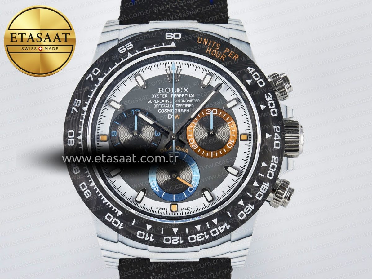 Rolex Daytona DIW Carbon N6F 1:1 Best Edition Gray Dial on Black Nylon Strap SA4130 - Görsel 4