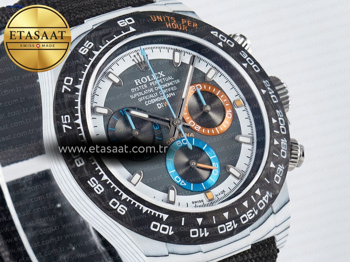 Rolex Daytona DIW Carbon N6F 1:1 Best Edition Gray Dial on Black Nylon Strap SA4130 - Görsel 5