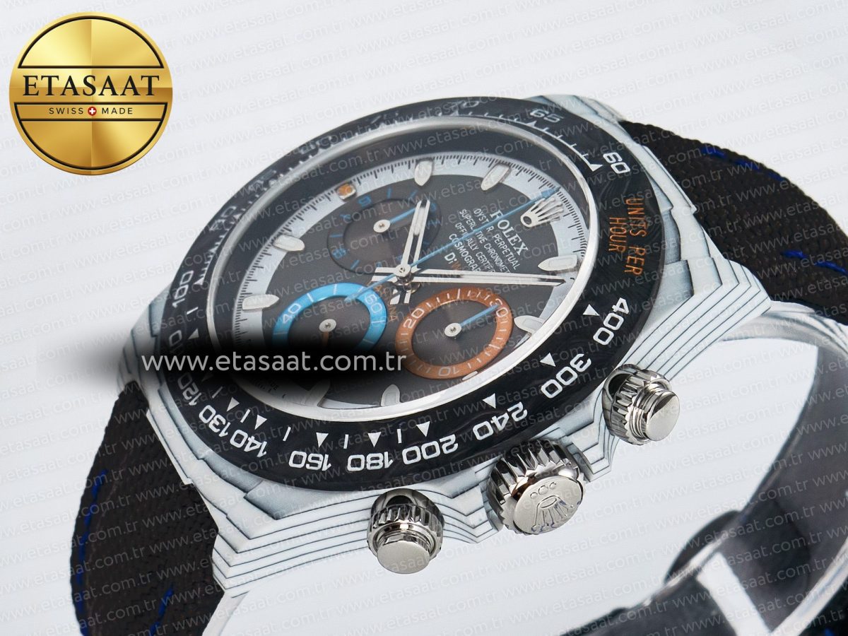 Rolex Daytona DIW Carbon N6F 1:1 Best Edition Gray Dial on Black Nylon Strap SA4130 - Görsel 6