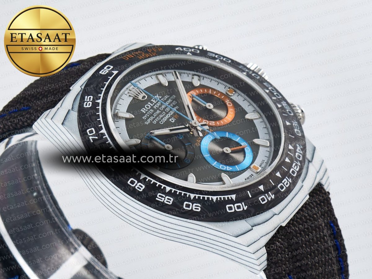 Rolex Daytona DIW Carbon N6F 1:1 Best Edition Gray Dial on Black Nylon Strap SA4130 - Görsel 7