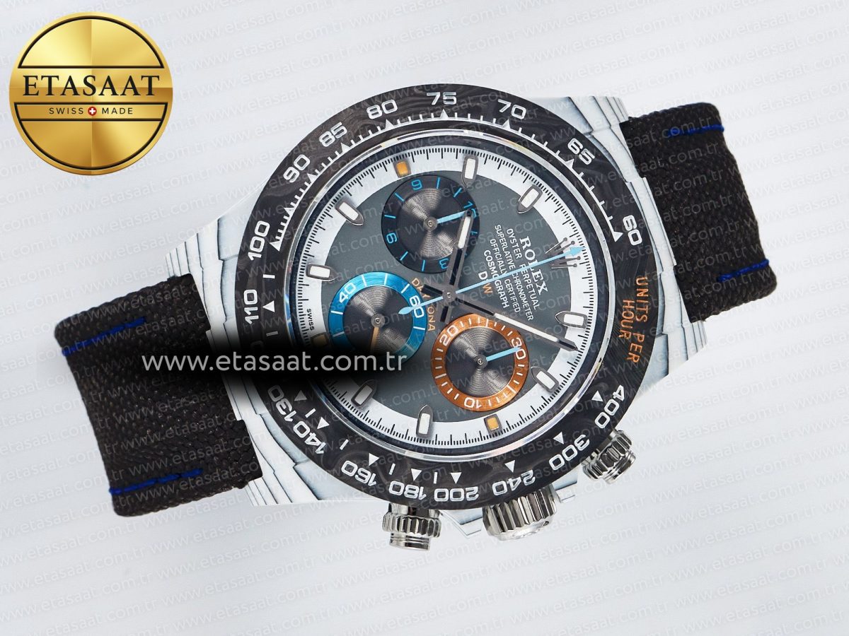 Rolex Daytona DIW Carbon N6F 1:1 Best Edition Gray Dial on Black Nylon Strap SA4130 - Görsel 8