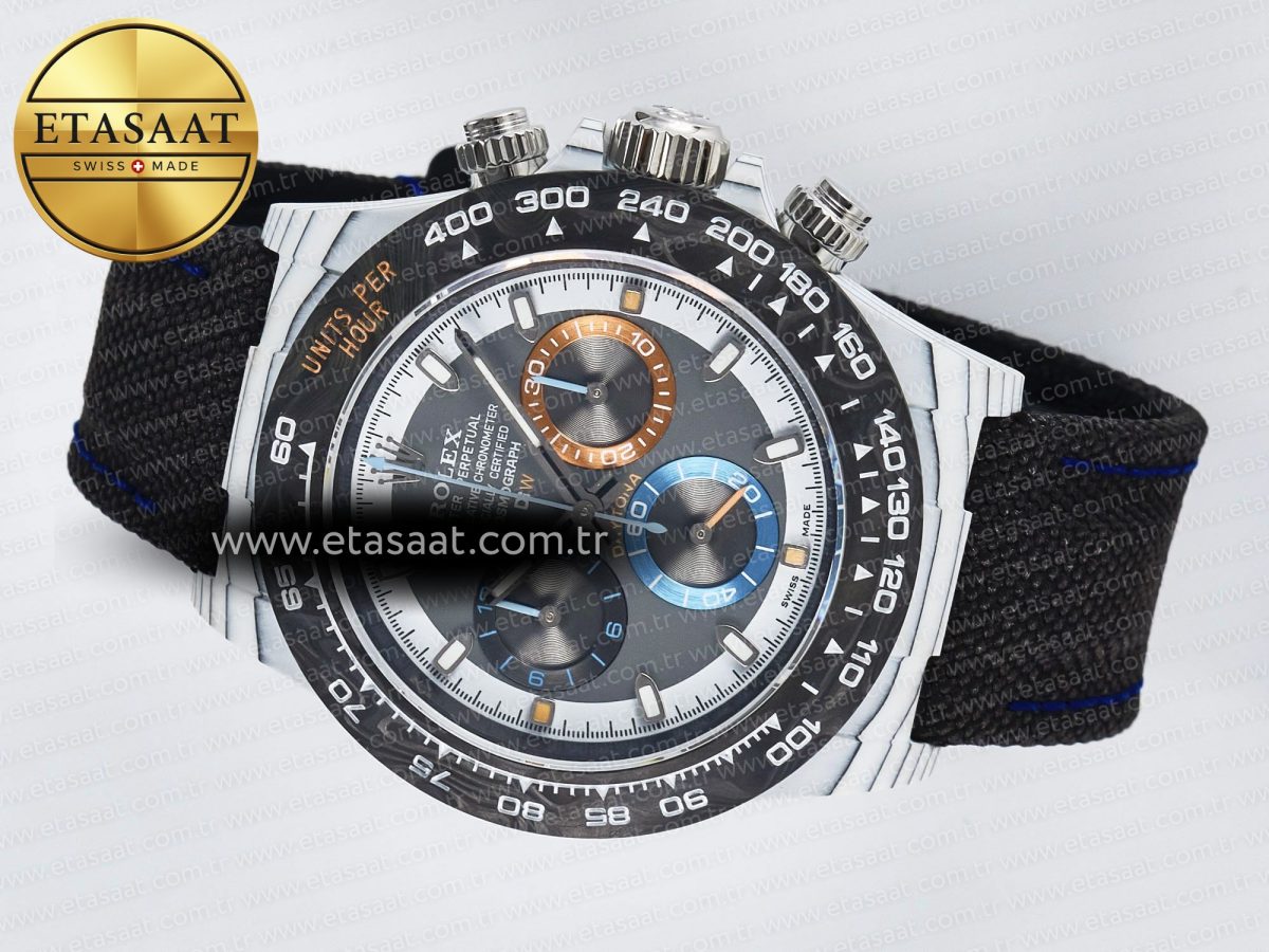 Rolex Daytona DIW Carbon N6F 1:1 Best Edition Gray Dial on Black Nylon Strap SA4130 - Görsel 9