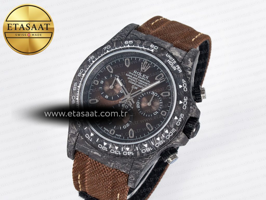 daytona diw carbon ss case and bezel diwf edition brown dial on brown nylon strap a77501