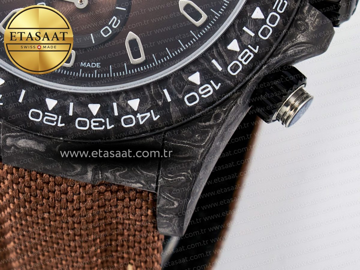 Rolex Daytona DIW Carbon/SS Case and Beze Edition Brown Dial on Brown Nylon Strap A7750 - Görsel 14