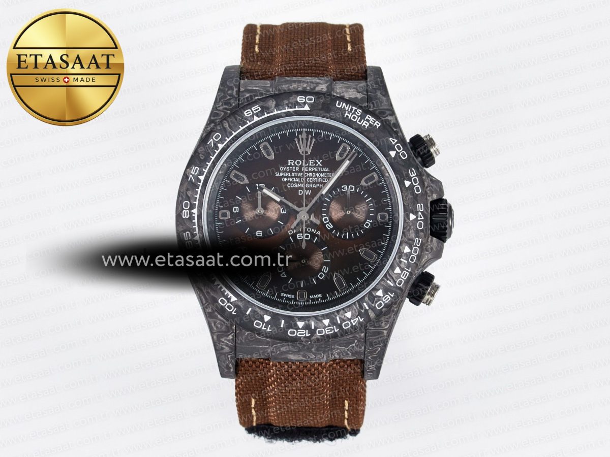 Rolex Daytona DIW Carbon/SS Case and Beze Edition Brown Dial on Brown Nylon Strap A7750 - Görsel 3