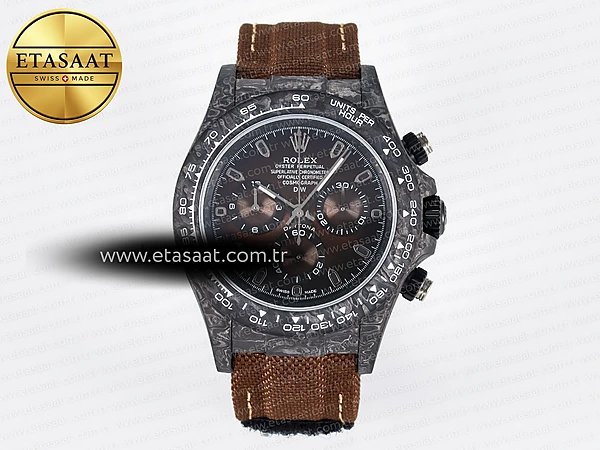 Rolex Daytona DIW Karbon Kasa ve Bezel Kahve Kadran A7750 Eta Saat - 1:1 Süper Klon Replika Saat