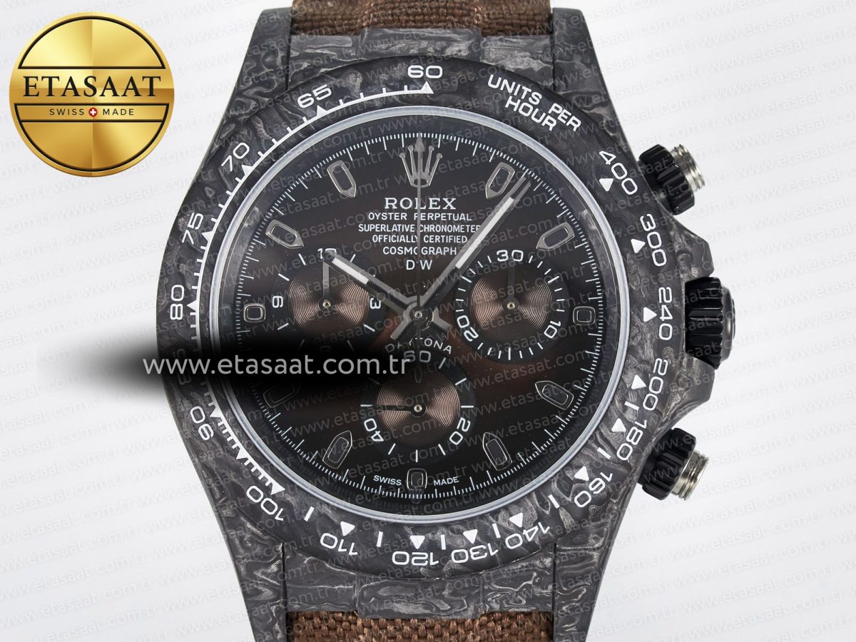 Rolex Daytona DIW Carbon/SS Case and Beze Edition Brown Dial on Brown Nylon Strap A7750 - Görsel 4