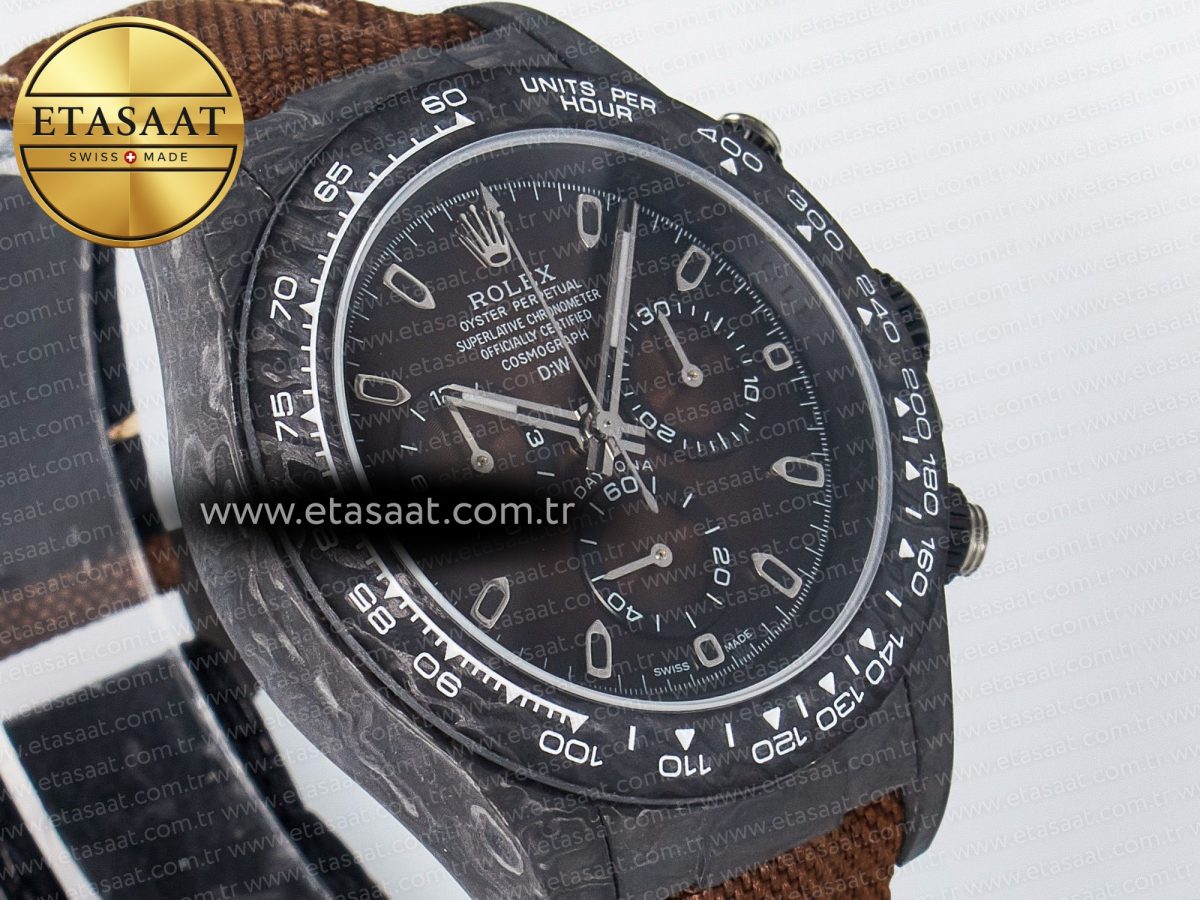 Rolex Daytona DIW Carbon/SS Case and Beze Edition Brown Dial on Brown Nylon Strap A7750 - Görsel 5