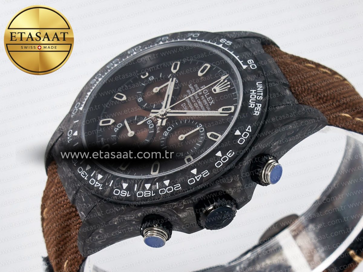 Rolex Daytona DIW Carbon/SS Case and Beze Edition Brown Dial on Brown Nylon Strap A7750 - Görsel 6