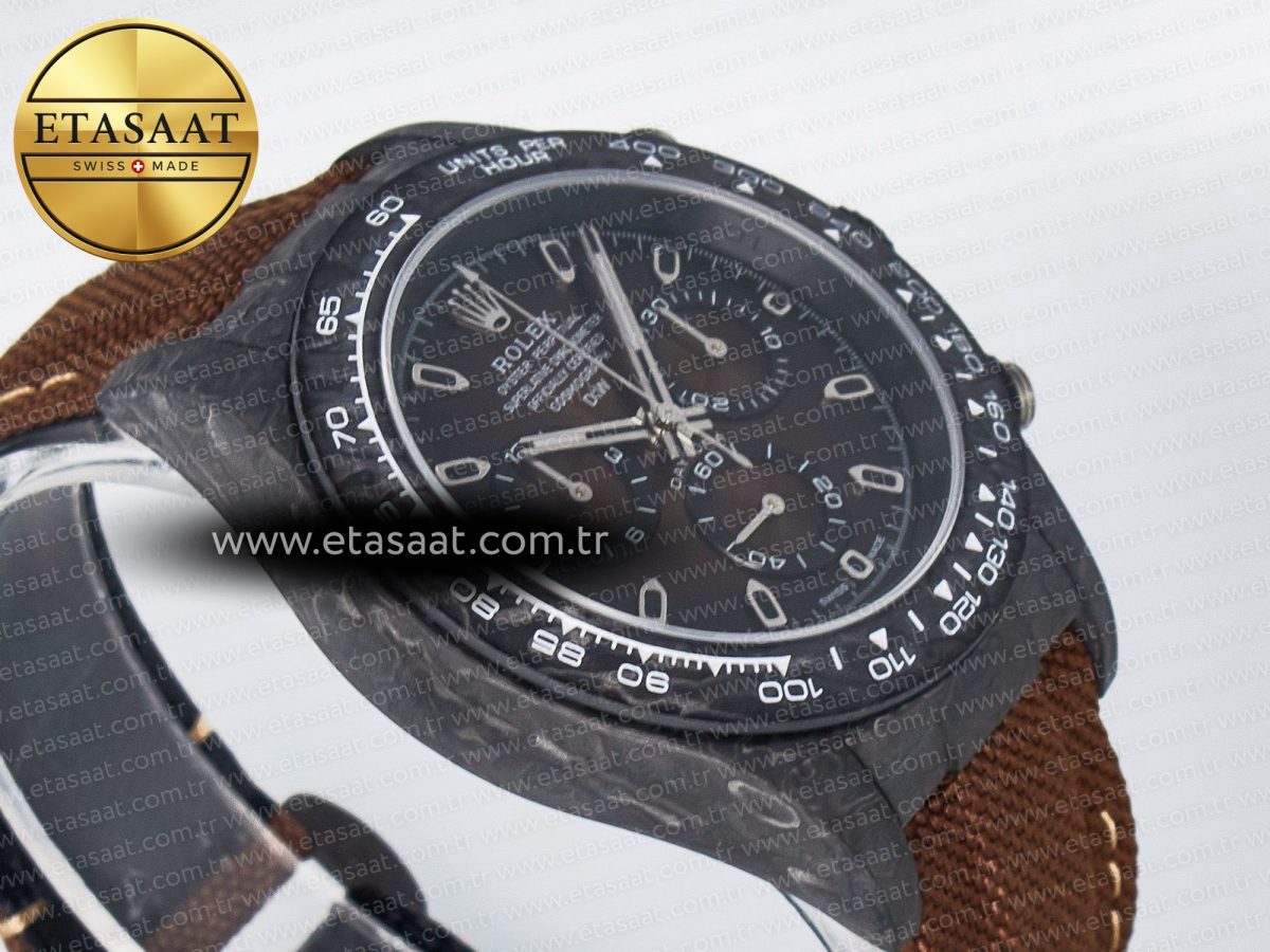 Rolex Daytona DIW Carbon/SS Case and Beze Edition Brown Dial on Brown Nylon Strap A7750 - Görsel 7
