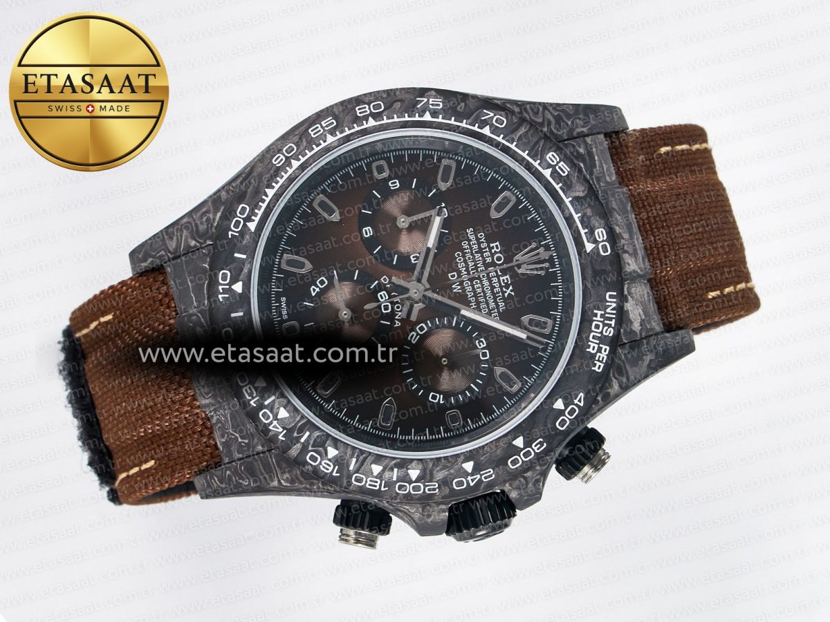 Rolex Daytona DIW Carbon/SS Case and Beze Edition Brown Dial on Brown Nylon Strap A7750 - Görsel 8