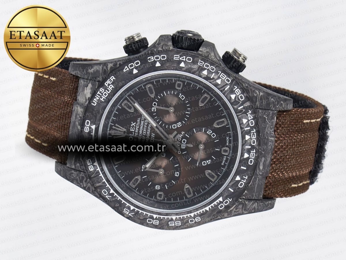 Rolex Daytona DIW Carbon/SS Case and Beze Edition Brown Dial on Brown Nylon Strap A7750 - Görsel 9
