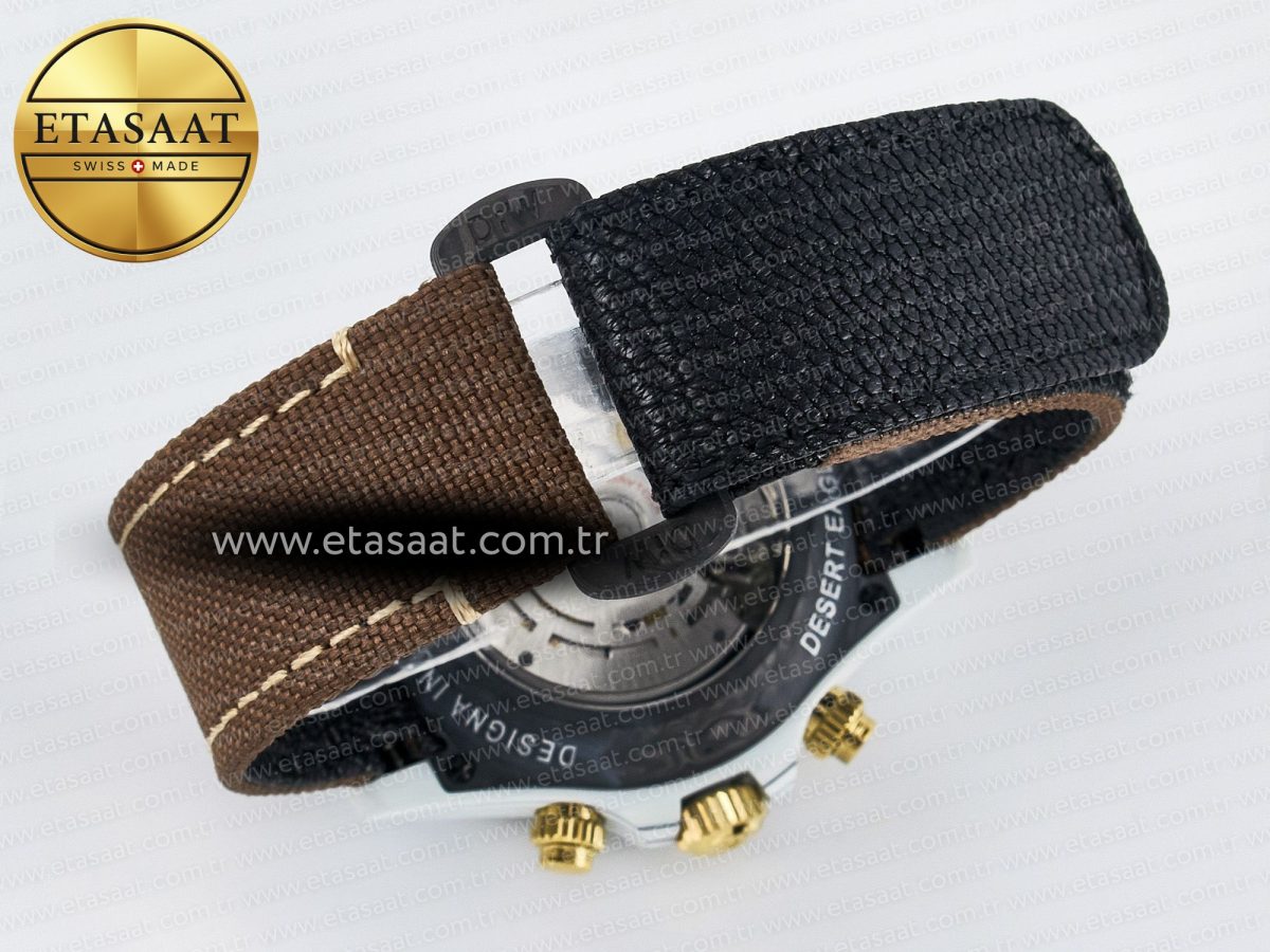Rolex Daytona ''DESERT EAGLE” White Carbon Best Edition Cream/Brown Dial on Brown Nylon Strap SH4130 - Görsel 17