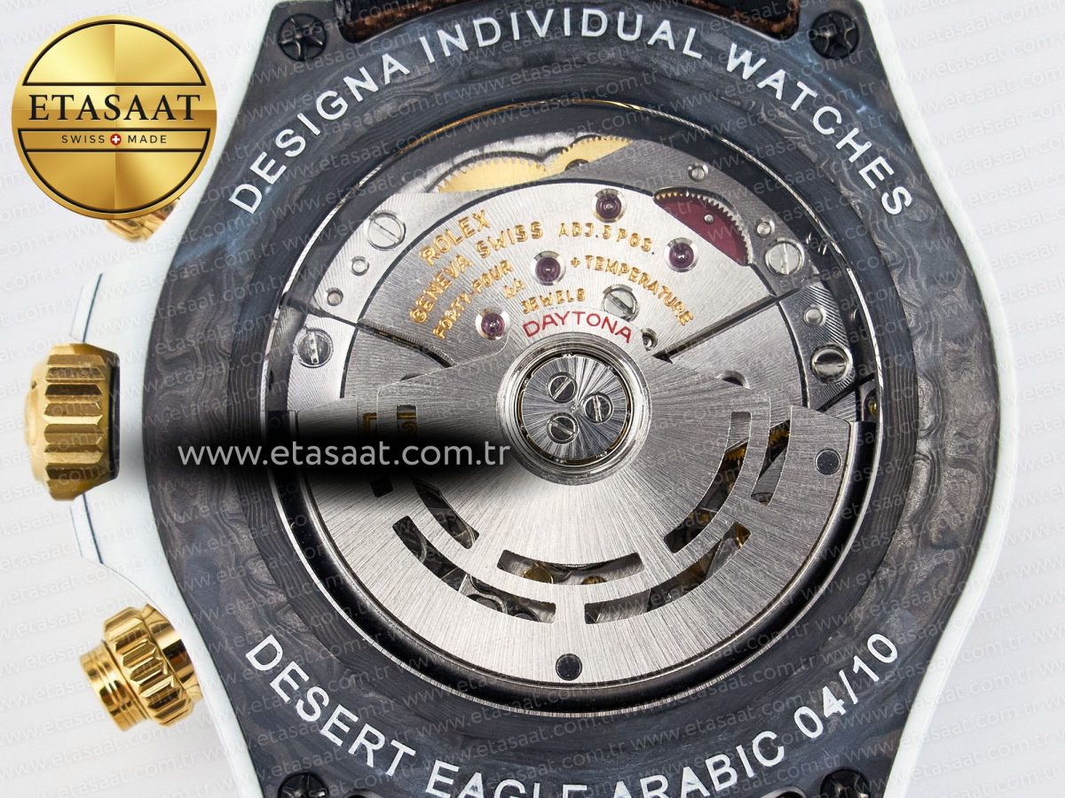 Rolex Daytona ''DESERT EAGLE” White Carbon Best Edition Cream/Brown Dial on Brown Nylon Strap SH4130 - Görsel 19