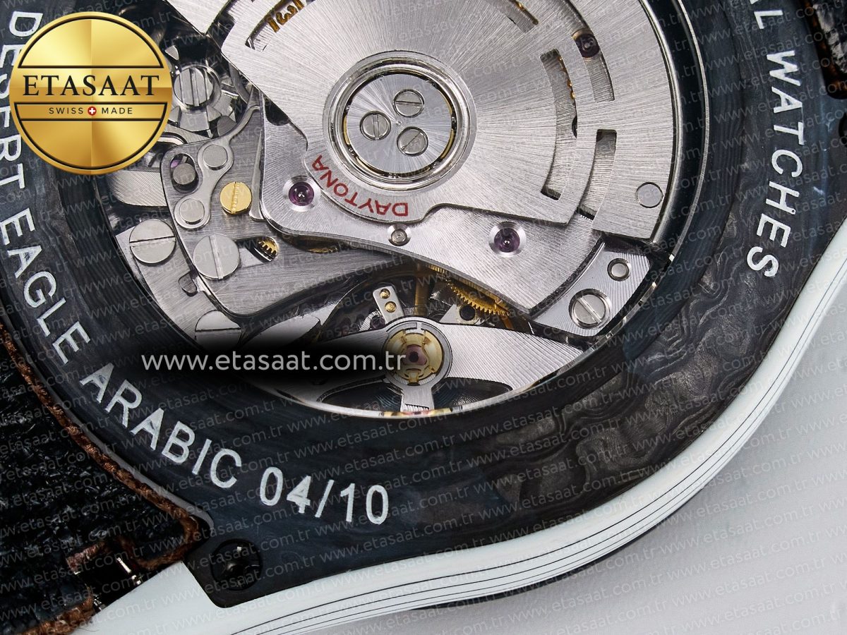 Rolex Daytona ''DESERT EAGLE” White Carbon Best Edition Cream/Brown Dial on Brown Nylon Strap SH4130 - Görsel 22