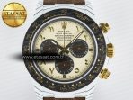 Rolex Daytona ''DESERT EAGLE” White Carbon Best Edition Cream/Brown Dial on Brown Nylon Strap SH4130 - Görsel 4