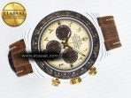 Rolex Daytona ''DESERT EAGLE” White Carbon Best Edition Cream/Brown Dial on Brown Nylon Strap SH4130 - Görsel 8