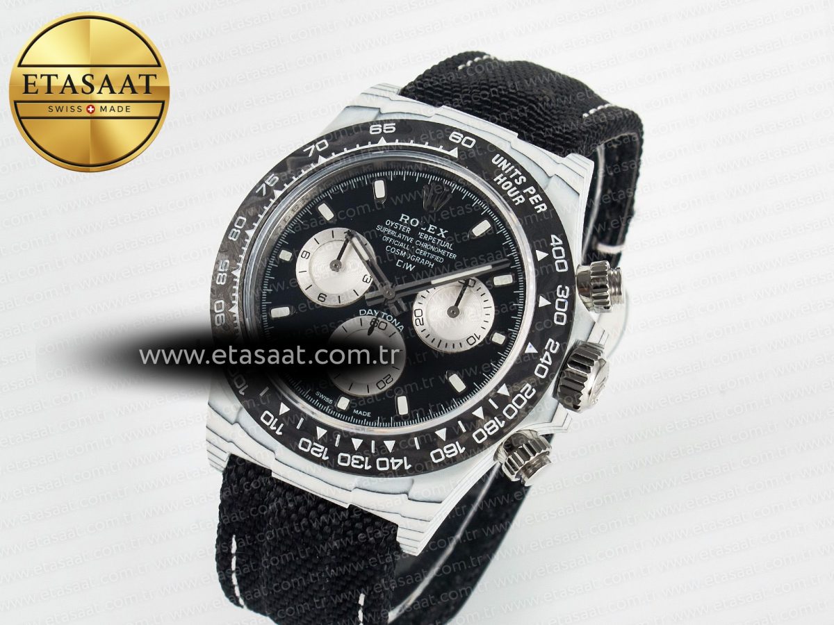 Rolex Daytona DIW White Carbon Case N6F Edition Black/White Dial on Black Nylon Strap A4130 - Görsel 2