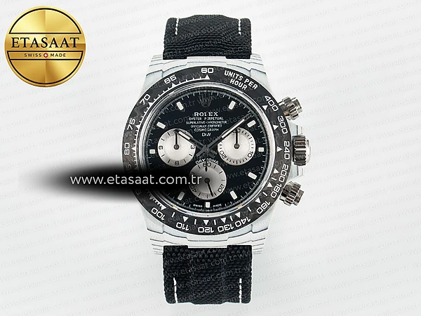 Rolex Daytona DIW Beyaz Karbon N6F Siyah/Beyaz Kadran A4130 Eta Saat - 1:1 Süper Klon Replika Saat