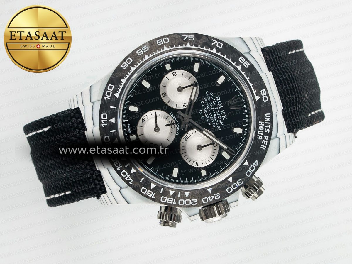 Rolex Daytona DIW White Carbon Case N6F Edition Black/White Dial on Black Nylon Strap A4130 - Görsel 8