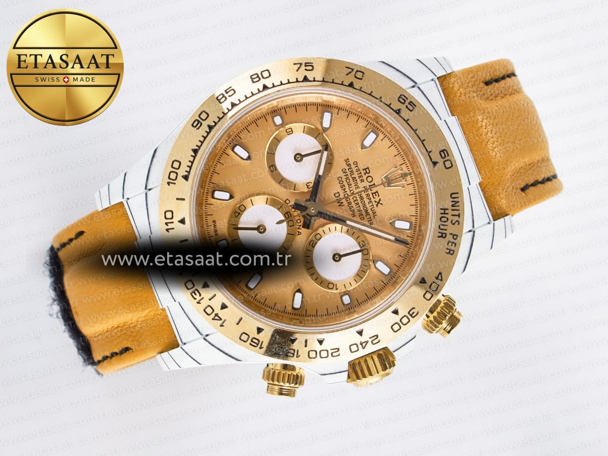 Rolex Daytona DIW White Carbon Case YG Bezel DIWF Edition YG Dial on Brown Leather Strap A7750 - Görsel 8