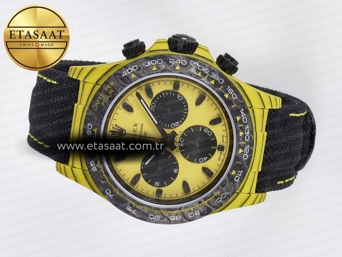 Rolex Daytona DIW Yellow Carbon Case DIWF Edition Black/White Dial on Black Nylon Strap A7750 - Görsel 7