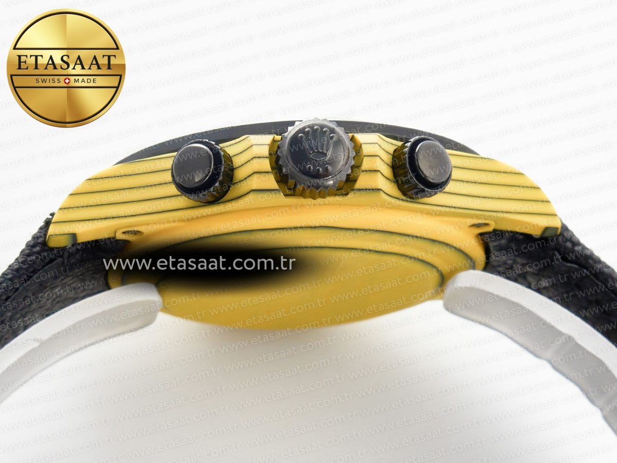 Rolex Daytona DIW Yellow Carbon N6F 1:1 Best Edition Yellow/Black Dial on Black Nylon Strap SA4130 V2 - Görsel 16
