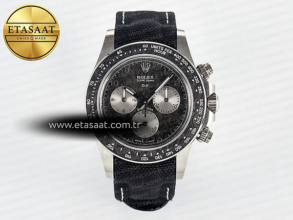 Rolex Daytona EXCEPTIONAL-1 DIWF Gri Kadran Siyah SH4130 Eta Saat - 1:1 Süper Klon Replika Saat