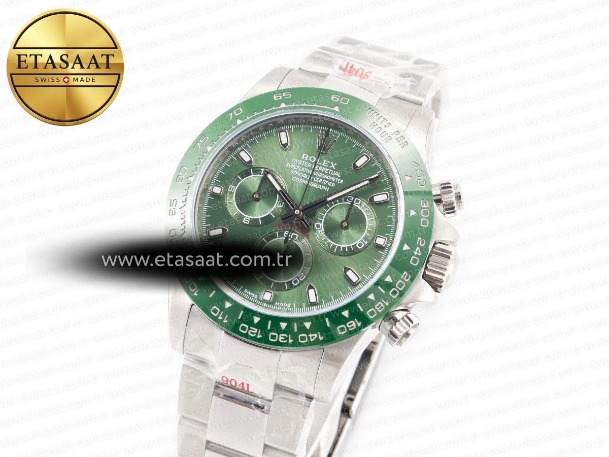 Rolex Daytona Green Ceramic Bezel Noob Best Edition Green Dial on SS Oyster Bracelet SA4130 - Görsel 2
