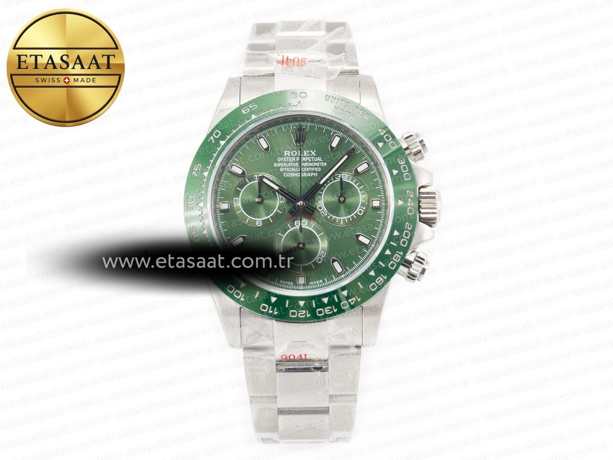 Rolex Daytona Green Ceramic Bezel Noob Best Edition Green Dial on SS Oyster Bracelet SA4130 - Görsel 3