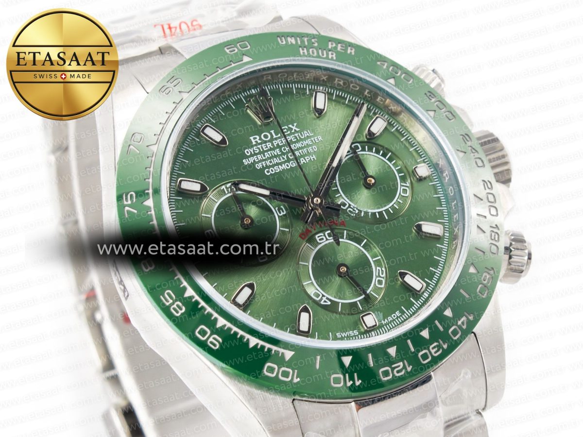 Rolex Daytona Green Ceramic Bezel Noob Best Edition Green Dial on SS Oyster Bracelet SA4130 - Görsel 5
