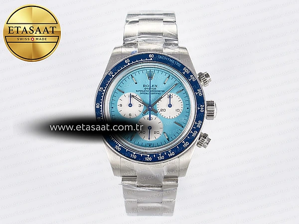 Rolex Daytona Scona SS Adgf Mavi Kadran Bilezik SA4130 Eta Saat - 1:1 Süper Klon Replika Saat