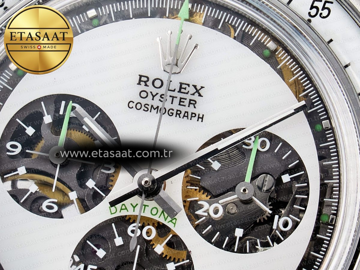 Rolex Daytona SS ADGF Best Edition White Skeleton Dial on SS Bracelet SA4130 - Görsel 11