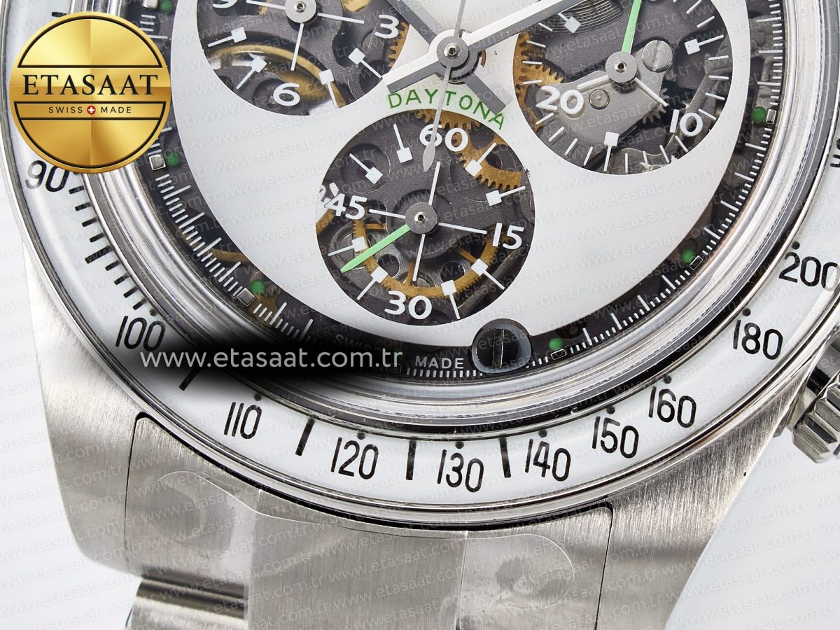 Rolex Daytona SS ADGF Best Edition White Skeleton Dial on SS Bracelet SA4130 - Görsel 13